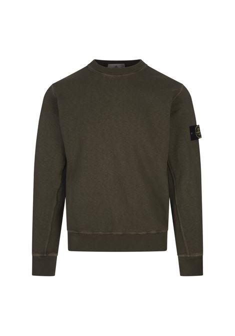 Felpa In Cotone Malfilé Verde Militare STONE ISLAND | Felpe | K1S156100020-S0060V0154