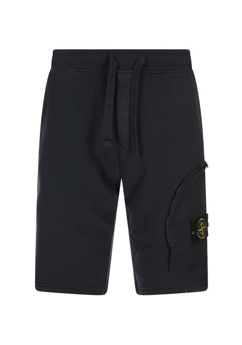 Blue Cotton Fleece Bermuda Shorts STONE ISLAND | Trousers | K1S156200002-S0123V0020