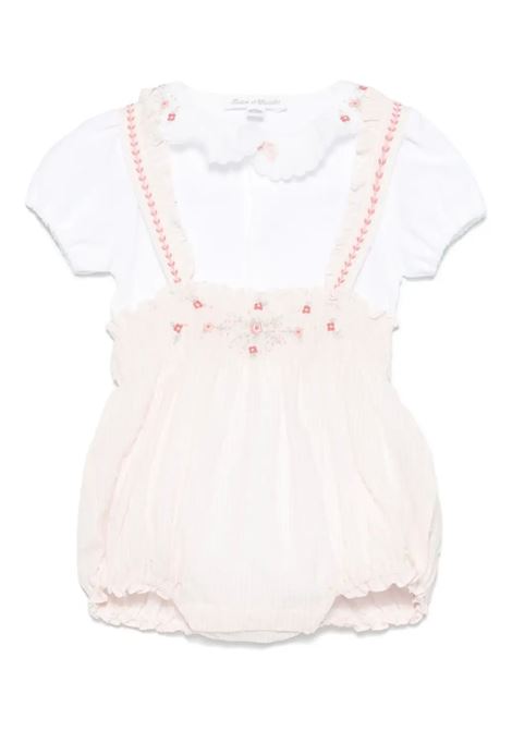 Set With Body and Pink Striped Dungaree With Floral Embroidery TARTINE ET CHOCOLAT | Suits | CA3707031