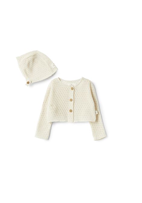 Set with a Hat and Perforated Knit Cardigan TEDDY & MINOU | Knitwear | E25GD018M5014109