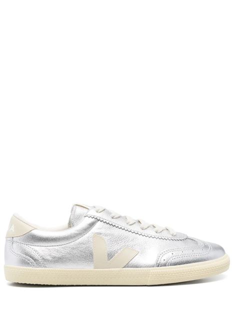 Silver Metallic Leather Volley Sneakers VEJA | VO2020749SILVER/PIERRE