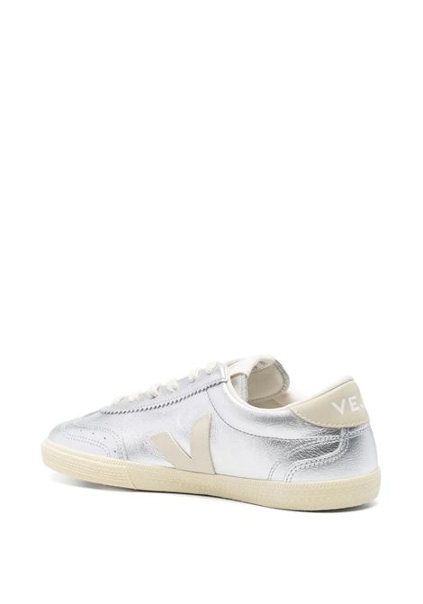 Silver Metallic Leather Volley Sneakers VEJA | VO2020749SILVER/PIERRE