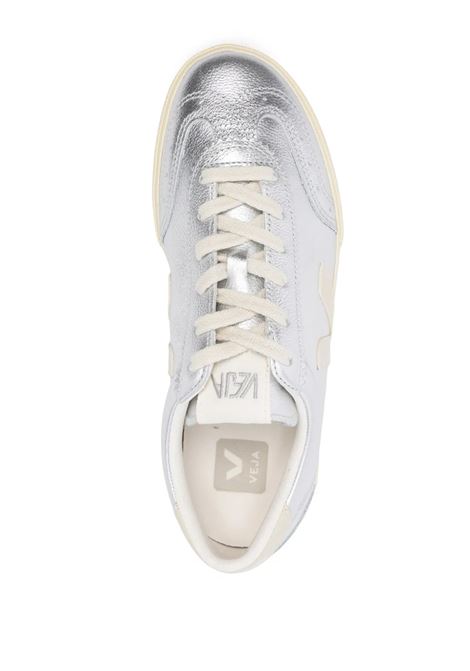 Silver Metallic Leather Volley Sneakers VEJA | VO2020749SILVER/PIERRE